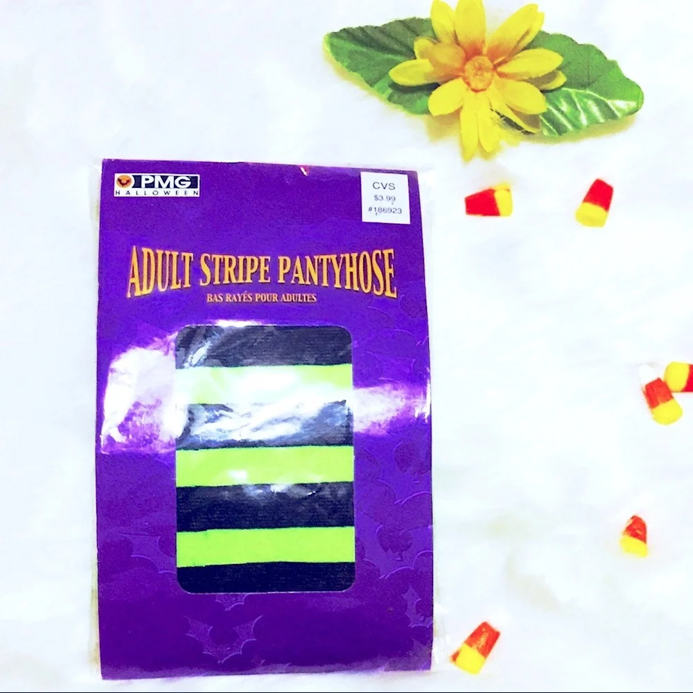 🎃Halloween Stockings~RARE VINTAGE Costume Accents NEON STRIPES 👻FALL FLARE
